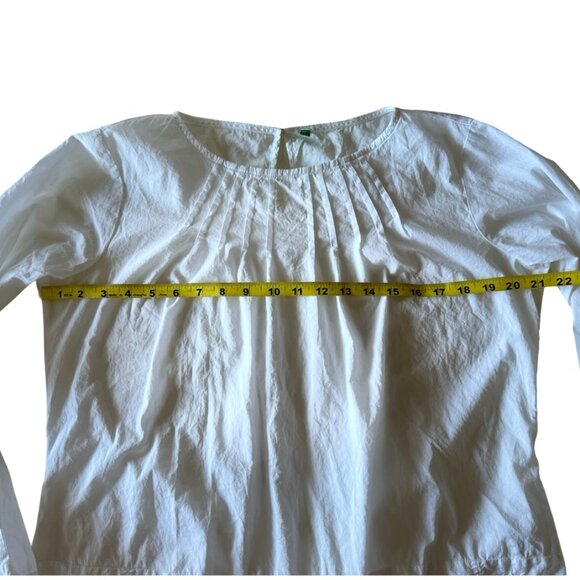 Benetton White Embroidered Cotton Blouse – Size M - Picture 12 of 15